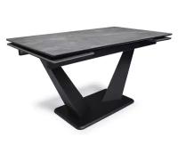 Керамический стол Woodville Кели 140(200)х80х76 серый мрамор / черный