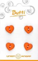 Пуговицы Union Knopf, в форме сердца, полиэстер, оранжевые, 4 шт., 1 упаковка
