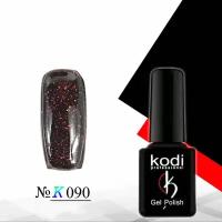 Гель-лак Kodi K090, черный цвет, с красными блестками, 7мл, 1 шт