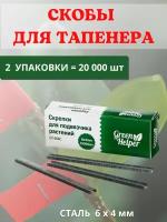 Green Helper Скрепки для подвязчика Тапенера 6x4, 2 уп по 10000 шт