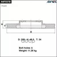 Диск Тормозной Lexus Rx450h 12- Перед. ADVICS арт. A6F537B