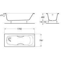 Чугунная ванна Aqualux Anatomic ZYA 1-3A 170х75