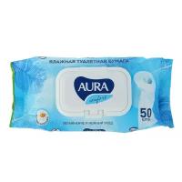 Влажная туалетная бумага AURA ULTRA COMFORT с крышкой 50шт, 2 штуки