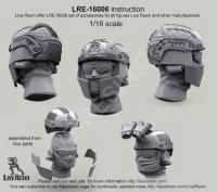 LRE16006 Crye Airframe helmet with cover and choops with head, 1/16 scale