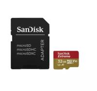 Карта памяти флешка SanDisk Extreme MicroSDHC 32GB Class 10 UHS Class 3 V30 A1 (100 Mb/s) + SD Adapter