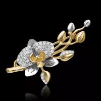 PLATINA jewelry Золотая брошь с фианитами 04-0214-00-401-1121-48