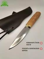 Нож разделочный нескладный Якутский 02, кованая сталь для охоты, рыбалки, туризма
