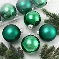 Kaemingk Набор стеклянных шаров 10 см рождественский зеленый mix, 4 шт 141633