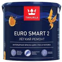 Краска водоэмульсионная EURO 2 SMART глубокоматовая, белая, Tikkurila (2,7л),Tikkurila