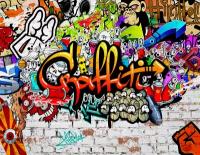 Моющиеся виниловые фотообои GrandPiK В стиле граффити. Graffiti на кирпичной стене, 350х270 см