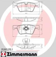 Колодки Зад. Bmw X3 F25 09/10-> Zimmermann арт. 25307.175.1