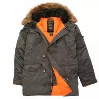 Куртка аляска Alpha Industries Slim Fit N-3B Parka, grey-orange (размер: xs)