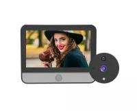 Цветной HD видеоглазок Tuya Wi-Fi для двери HD com Mod:DW6-Tuya (Q21863JDS) с датчиком движения и записью на SD карту. Экран 4,3 дюйма. Камера 2MP