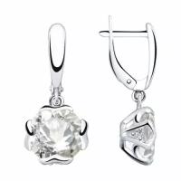 Серебряные серьги Diamant online 163406 с фианитом и горным хрусталём, Серебро 925°