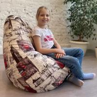 Кресло-мешок мягкое, ткань велюр с принтом "Лондон", размер XL