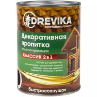 Декоративная пропитка для дерева Drevika Классик 2 в 1, полуматовая, 0,75 л, палисандр