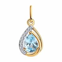 Золотая подвеска Diamant online 266790 с топазом и фианитом, Золото 585°