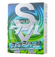 Презервативы Sagami Xtreme Mint с ароматом мяты - 3 шт. (цвет не указан)