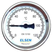 Термометр биметаллический Elsen, D-63, 1/2", В, осевой, шток-50 мм, D штока 9 мм