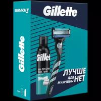 Gillette Подарочный набор Mach3 Бритва с 1 сменной кассетой+TGS Пена для бритья для чувствительной кожи Алоэ 200 мл 1 уп