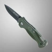 Следопыт Нож складной "Ganzo" с зажимом и встроенным свистком, сталь - 420С, 7.5 см
