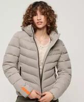 Куртка Superdry HOODED MICROFIBRE PADDED JKT, Пол Женский, Цвет Winter Stone Grey, Размер 8