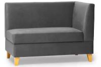 Прямой диван для кухни Норман 90 см с боковой спинкой с ящиком - серый, правый