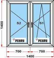 Окно из профиля РЕХАУ BLITZ (1400 x 1400) 167, с поворотно-откидной створкой, 2 стекла
