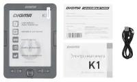 Электронная книга Digma K1 6" E-ink HD Pearl 758x1024 600MHz/4Gb/microSDHC темно-серый