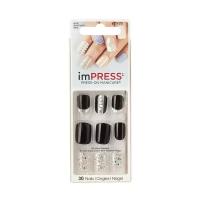 Kiss Broadway Твердый лак Импрессс Маникюр Акцент "Черное зеркало", длина короткая Impress Manicure Accent Text Appeal BIPA110