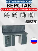 Слесарный верстак SMART 1760.4.P.Y.1.d универсальный в гараж,1364х1766х605