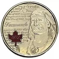 Канада 25 центов 2012 г. (Война 1812 года - Вождь Шайенов Текумсе) (Цветное покрытие)