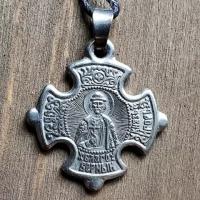 Нательный крест с иконой святого Игоря с серебрением