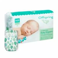 Offspring подгузники, NB 2-4 кг расцветка Листочки - 56 шт