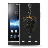 Дизайнерский пластиковый чехол для Sony Xperia S Темная клубничка