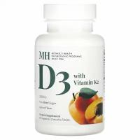 Michael&#x27;s Naturopathic, Vitamin D3 with Vitamin K2, Apricot, 5,000 IU, 90 Vegetarian Chewable Tablets