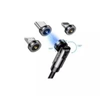 JOYROOM Магнитный зарядный кабель Lightning + Type-C + Micro 1,2м Черный S-1224X2
