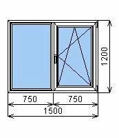 Готовые пластиковые окна ПВХ Proplex 1500 х 1200 мм