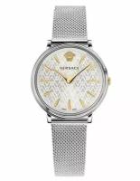 Часы женские наручные Versace VBP050017 кварцевые на стальном браслете серебристого цвета с минеральным стеклом водонепроницаемостью WR50 (5 атм)
