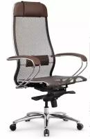 Кресло руководителя METTA Samurai S-1.04 MPES Темно-коричневый, экокожа/сетка / Компьютерное кресло для директора, начальника, менеджера