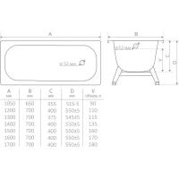 Ванна стальная ВИЗ Antika 170x70 с ножками, белая орхидея (A-70001 / 4607084494600)