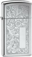 Зажигалка ZIPPO Slim® Venetian® с покрытием High Polish Chrome, латунь/сталь, 29x10x60 мм