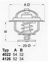 Термостат (с прокладкой) FIAT: CROMA 85-96 LANCIA: DELTA I 79-94, PRISMA 83-92, THEMA 84-94, 402282D1 WAHLER 4022.82D1