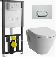 Комплект Vitra S50 9004B003-7201 Rim-Ex подвесной безободковый с инсталляцией и кнопкой смыва