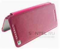 Футляр-книга боковой Hoc Crystal Leather для HTC One mini (M4) red rose