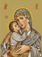Икона на дереве ручной работы - Владимирская икона божьей матери, 15x20x1,8 см, арт Ид3415