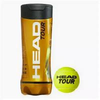 Мяч теннисный HEAD TOUR 4B,арт.570704, уп.4 шт,одобр.ITF,сукно,нат.резина,желтый