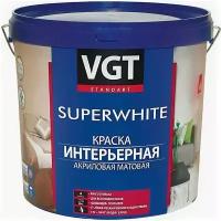 Краска Интерьерная, Влагостойкая VGT Superwhite ВД-АК-2180 1.5кг Супербелая, Матовая для Стен и Потолков / ВГТ