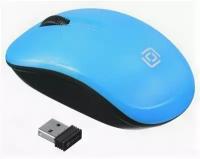 Мышь беспроводная Oklick Оклик 525MW черный/голубой оптическая (1000dpi) USB для ноутбука (3but)