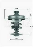 Термостат CITROEN: BERLINGO 96-, BERLINGO фургон 96-, BX 82-94, BX Break 83-94, C15 84-05, C15 универсал 87-00, C5 01-04, C5 Break 01-04, EVASION 94-, TX6783D MAHLE Original TX 67 83D